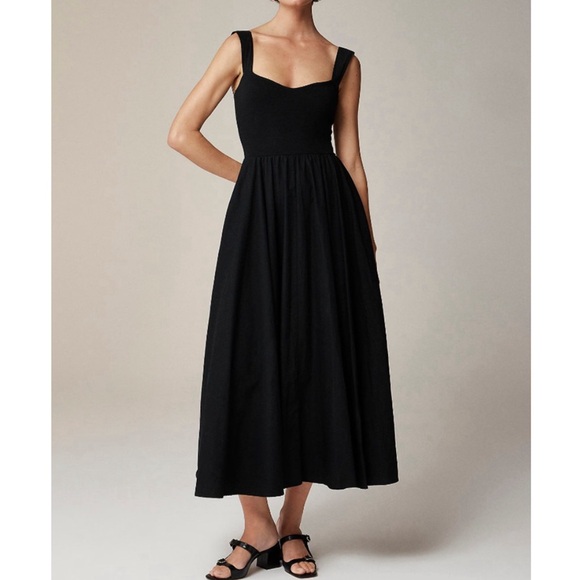 J. Crew Dresses & Skirts - J. CREW Black Sweetheart tank dress with poplin skirt CA647